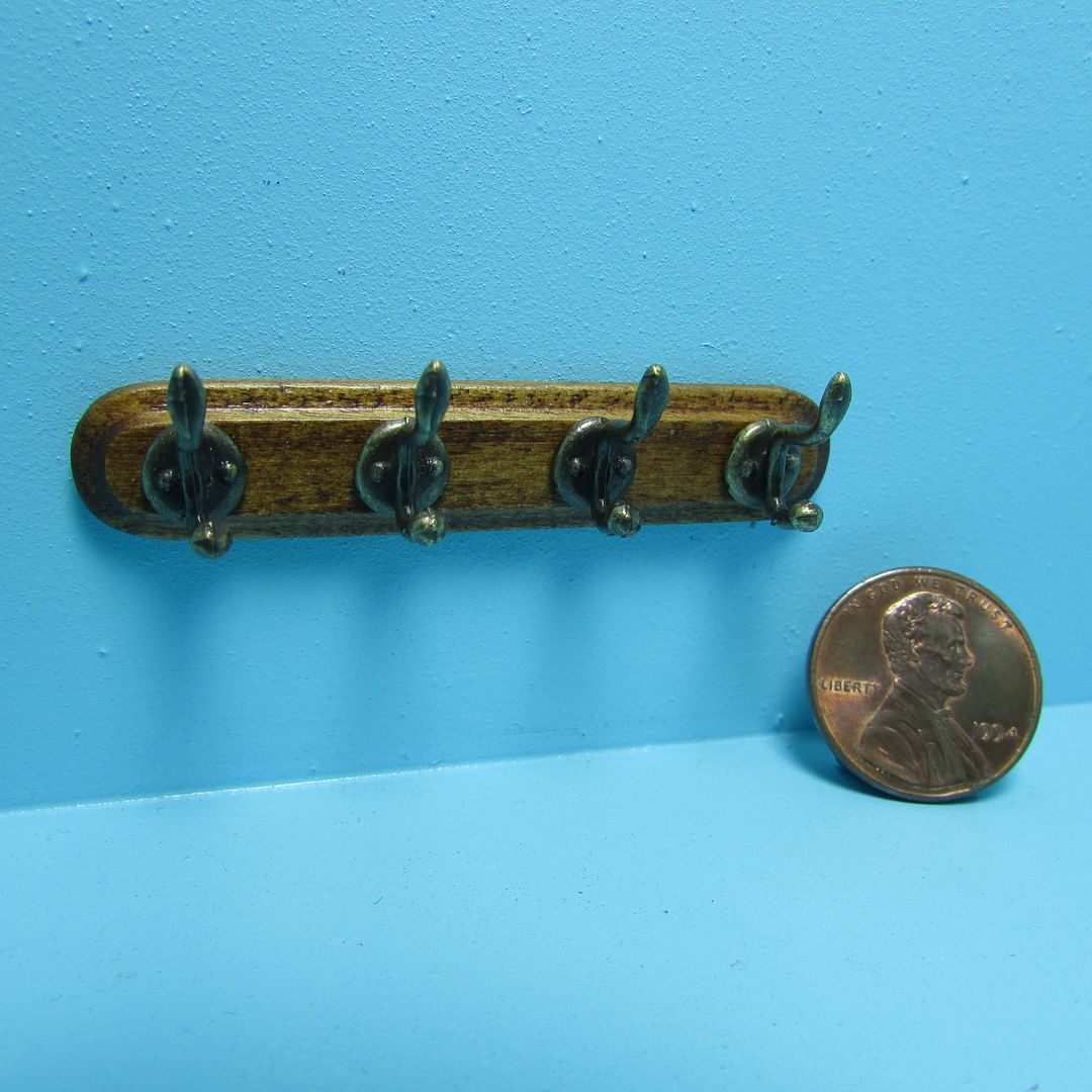 Dollhouse Miniature Wall Coat Rack in Wood with Metal Hooks S3092 eBay